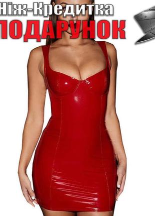 Платье из латекса сексуальное L Красный