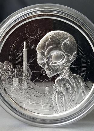 Серебряная монета "Инопланетянин (Пришелец)", Гана, 2021