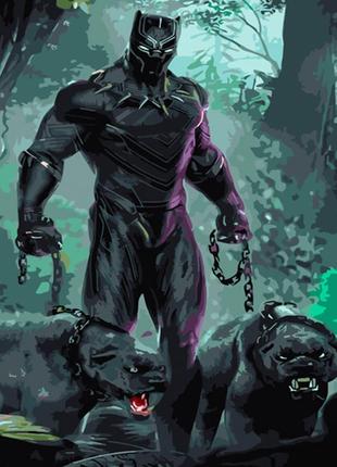 Картина по номерам strateg премиум угрожающая черная пантера р...