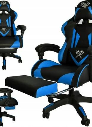 Ігрове крісло для геймерів Malatec 124 чорно-синя шкіра