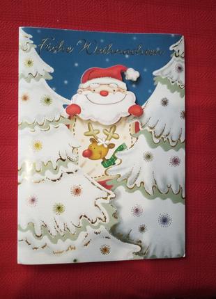 Листівка новорічна 2000р б у Німеччина. музична- картинка снігови