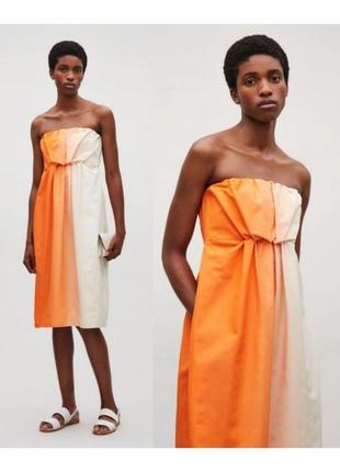 Оранжевое платье миди платье бюстье cos шелковое натуральное л...
