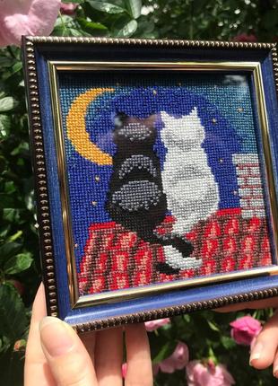 Картина две котики на крыше / подарок для любителей кошек