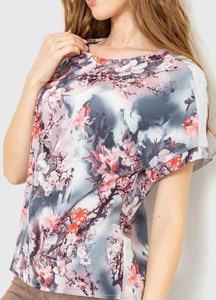 Блуза с цветочным принтом  цвет серо-коралловый 230r101-4