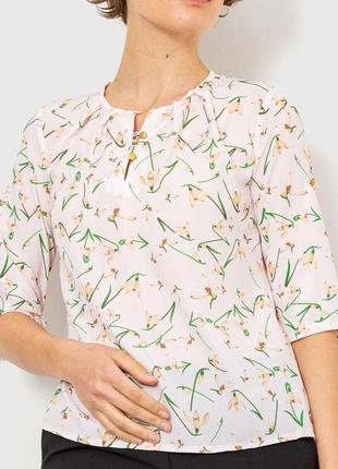 Блуза с цветочным принтом  цвет пудровый 230r1121-3