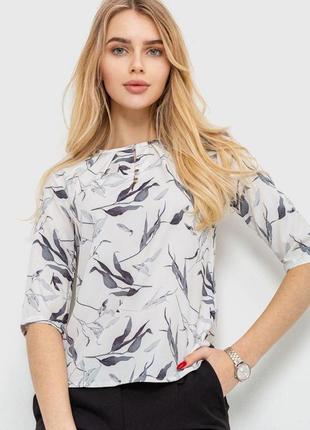 Блуза с цветочным принтом  цвет серый 230r112-5
