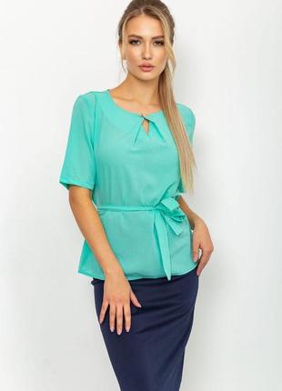 Блузка с короткими рукавами и поясом цвет мятный 172r21-1