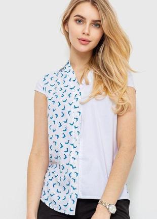 Блуза классическая  цвет бело-голубой 230r99-4