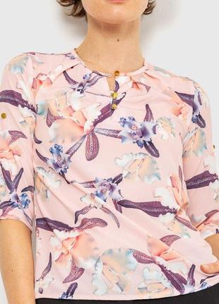 Блуза с цветочным принтом  цвет персиковый 230r112-5