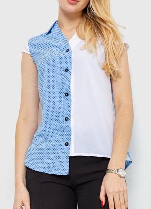Блуза с принтом  цвет бело-голубой 230r99-6