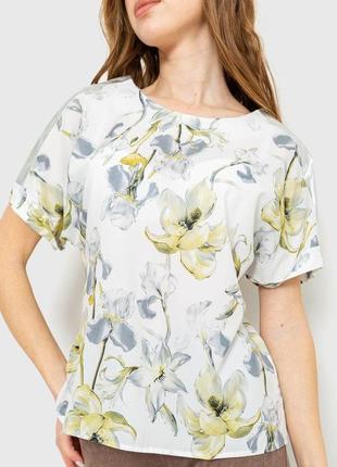 Блуза с цветочным принтом  цвет светло-серый 230r101-3