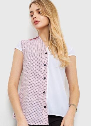 Блуза з принтом  колір біло-рожевий 230r99-6
