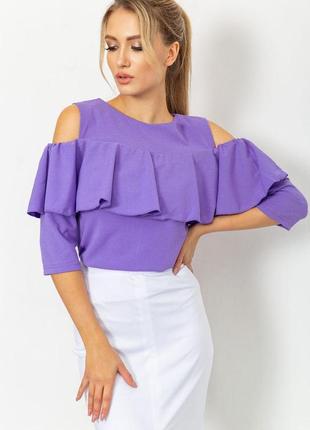 Блузка с открытыми плечами и воланом цвет фиолетовый 172r35-1