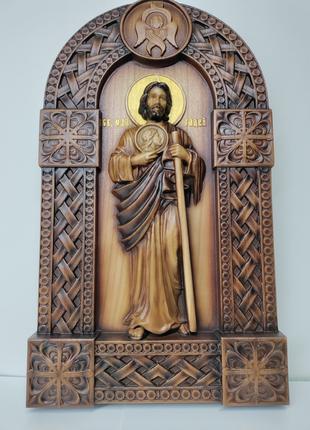 Икона Святого Апостола Иуды Таддея, резная из дерева 40х22см