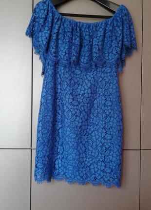 Нарядное кружевное платье синего цвета, rachel zoe, xxs размер
