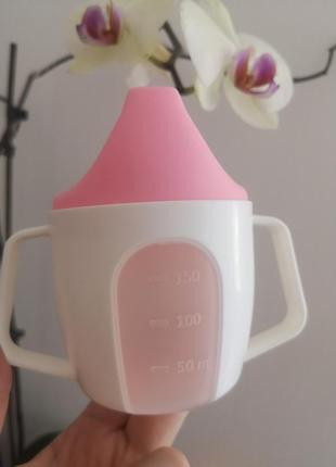 Чашка-поилка курносики с ручками и носиком 150 мл розовая