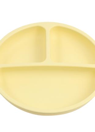 Тарелка круглая силиконовая секционная на присоске Желтая TSQ0...