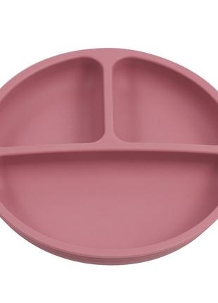 Тарелка круглая силиконовая секционная на присоске Какао TSQ0-Y19