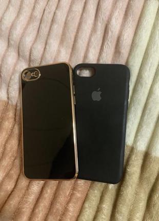 Набор черный (силиконовый чехол на iphone 7 и пластиковый)