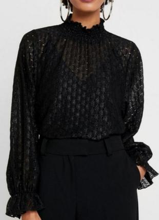 Черная полупрозрачная блуза