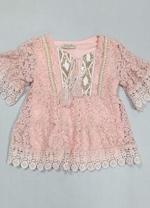 Детская гипюровая блузка розовов