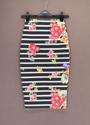 Новая брендовая облегающая юбка - карандаш "misslook" с цветоч...