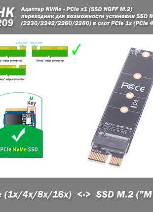 NFHK N-M209 Адаптер NVMe - PCIe x1 (SSD NGFF M.2 -KEY M-) пере...