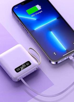 Портативний зарядний пристрій з дисплеєм і 4 кабелями 10000 mAh