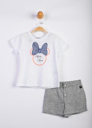 Костюм (футболка+шорты) «Minnie Mouse 3 года, 98 см, белый, се...