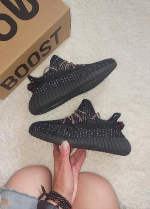 Мужские кроссовки с рефлективом yeezy boost 350 black