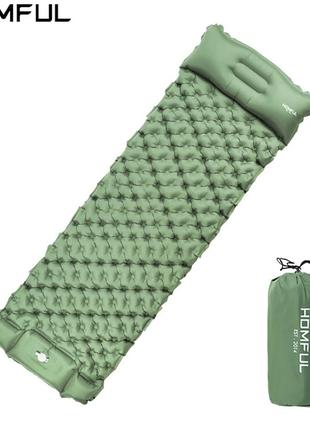 Килимок матрац Homful туристичний надувний з подушкою Зелений