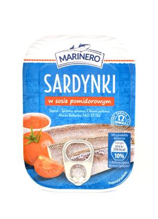 Консервированные сардины в томатном соусе Marinero 110 г/72 г ...