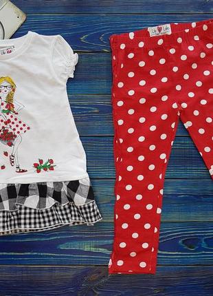 Літній яскравий набір футболки та лосини на 3-4 роки для дівчинки
