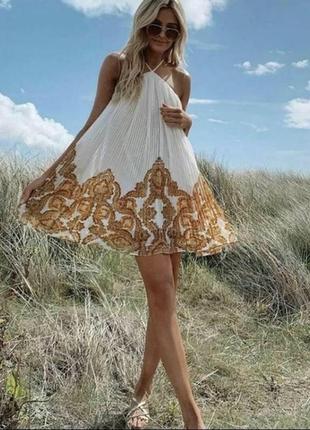 Плиссированное платье сарафан свободного кроя h&amp;m 2023