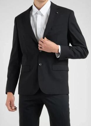 Черный шерстяной костюм блейзер пиджак canali