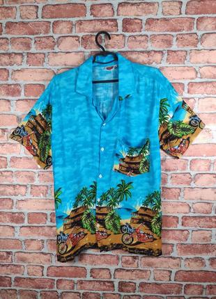 Рубашка на короткий рукав гавайская гавайка летняя casual corner