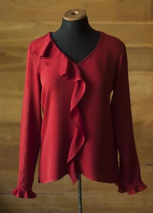 Бордовая котоновая женская блузка massimo dutti, размер m