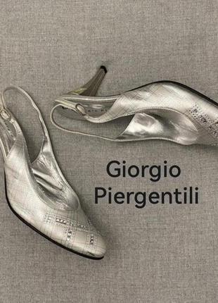 Кожаные туфли, босоножки, giorgio piergentili, италия, серебри...