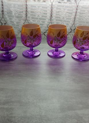 Фіолетовий набір, графин зі стопками та келихами, 14 предметів