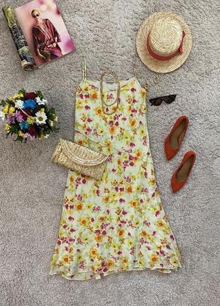 Ніжна натуральна сукня міді в квітковий принт №227