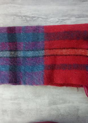 Вовняний шарф, шарфик з бахромою, в кольорову смужку