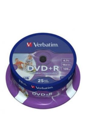 Диск DVD Verbatim 4.7Gb 16X CakeBox 25шт Silver (43500)