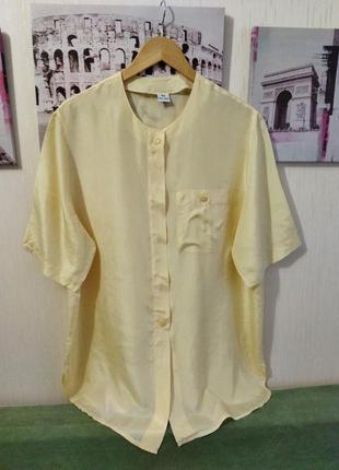 Желто-лимонная рубашка из натурального шелка нитеньки