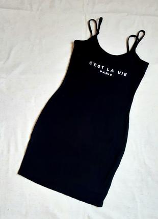 Сарафан shein літній чорний трикотажний у стилі білизни розмір xs