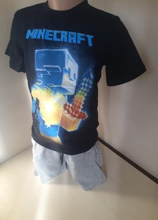 Летний костюм для мальчика подростка футболка шорты Майнкрафт ...