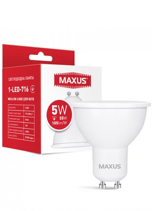 Лампа світлодіодна MAXUS 1-LED-716 MR16 5W 4100K 220V GU10