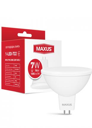 Лампа світлодіодна MAXUS 1-LED-722 MR16 7W 4100K 220V GU5.3
