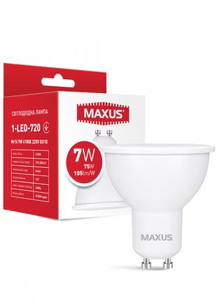 Лампа світлодіодна MAXUS 1-LED-721 MR16 7W 3000K 220V GU10