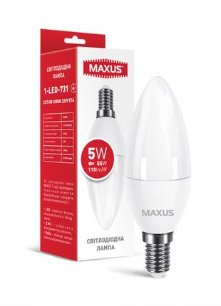 Лампа світлодіодна MAXUS 1-LED-732 C37 5W 4100K 220V E14