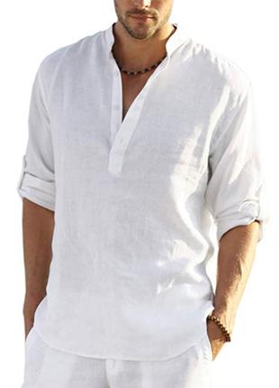 Рубашка мужская белая без вышивки летний хлопок р. 46 48 50